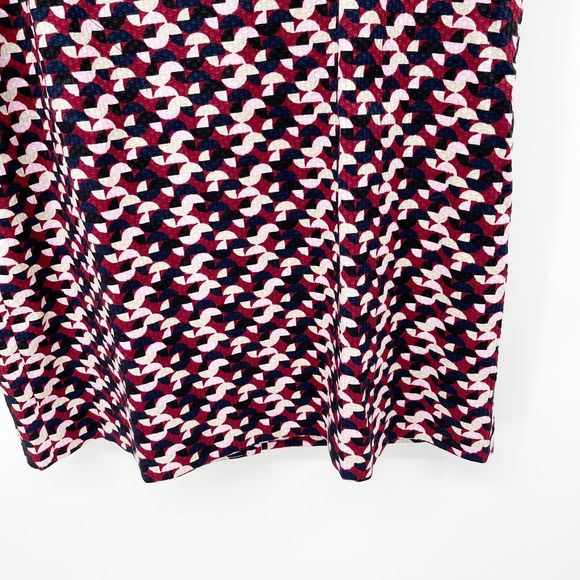 J. Crew Sheath Portfolio Dress Size 14 Red Geo Print Sleeveless Lined Career - Picture 4 of 12